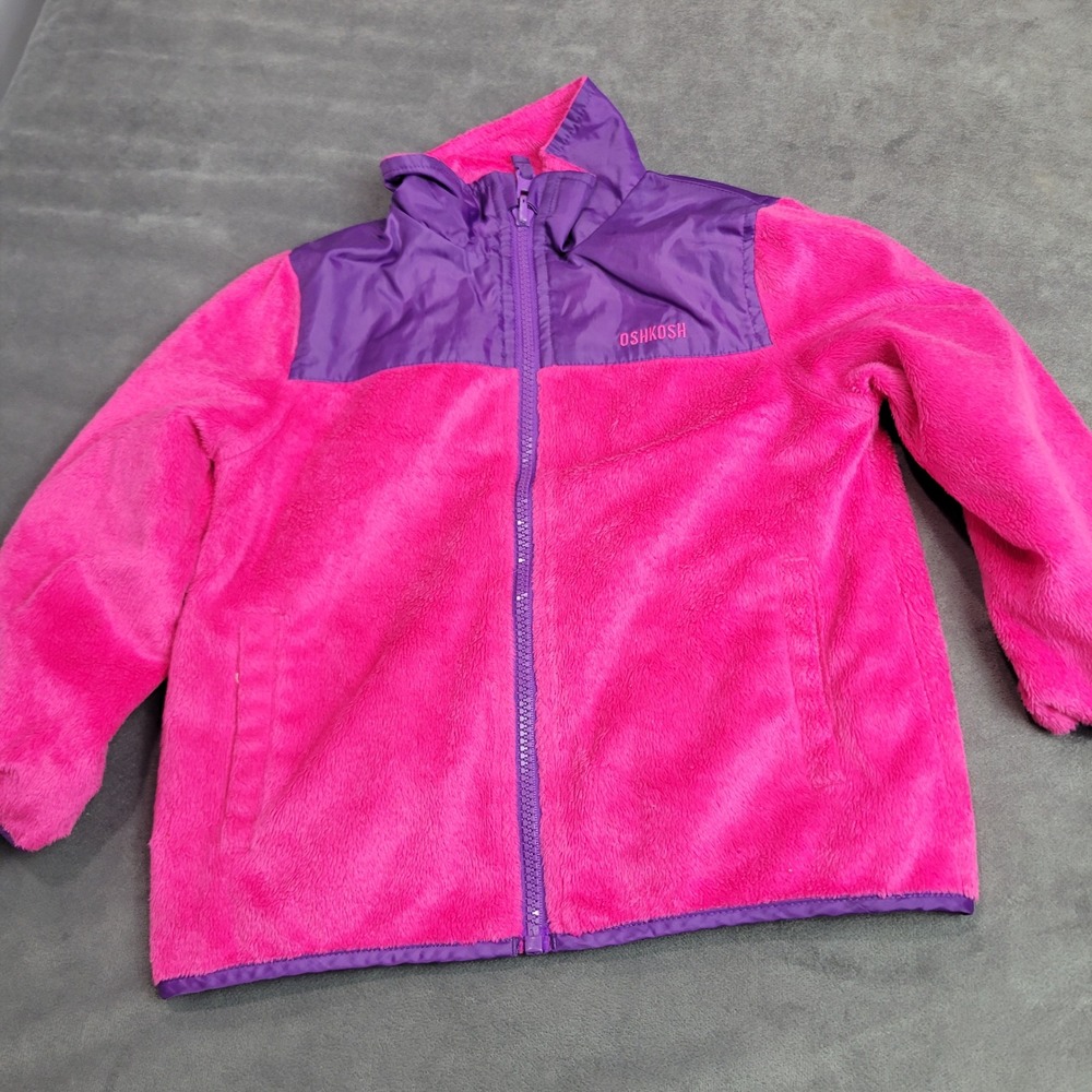 OshKosh Bgosh Girls 4T Reversible Fleece Jacket Pink Purple Full Zip B215JR40-SA